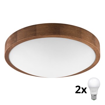 Brilagi - Luminária de Teto LED CARVALHO SLIM 2xE27/60W/230V carvalho cerejeira diâmetro 37 cm