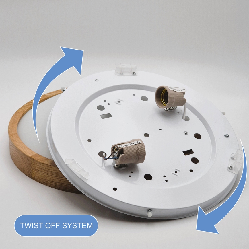 Brilagi - Luminária de Teto LED CARVALHO SLIM 2xE27/60W/230V carvalho diâmetro 37 cm