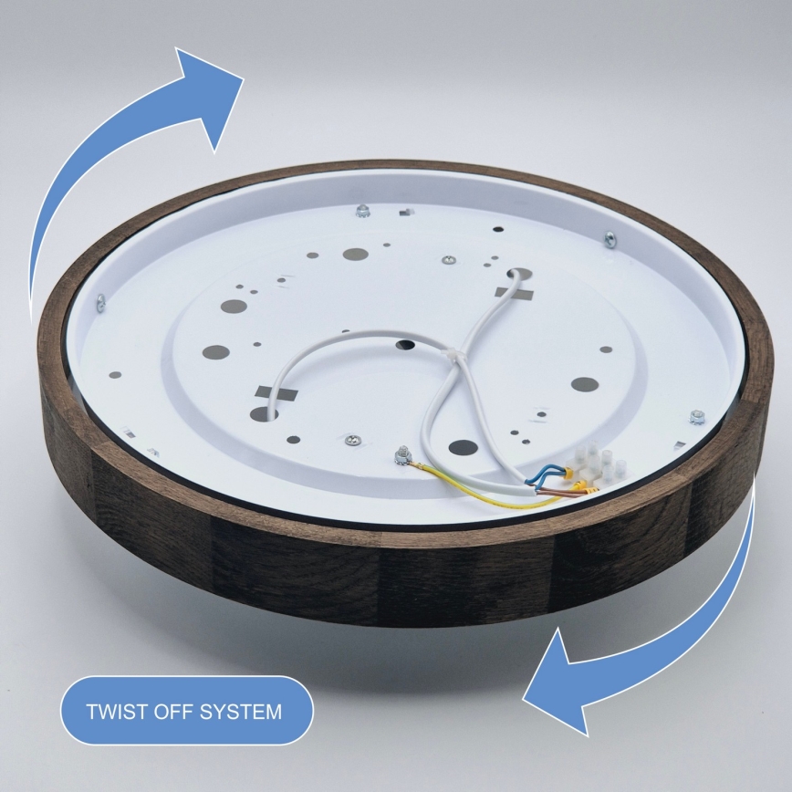 Brilagi - Luminária de Teto LED CARVALHO SLIM 2xE27/60W/230V carvalho nogueira diâmetro 37 cm