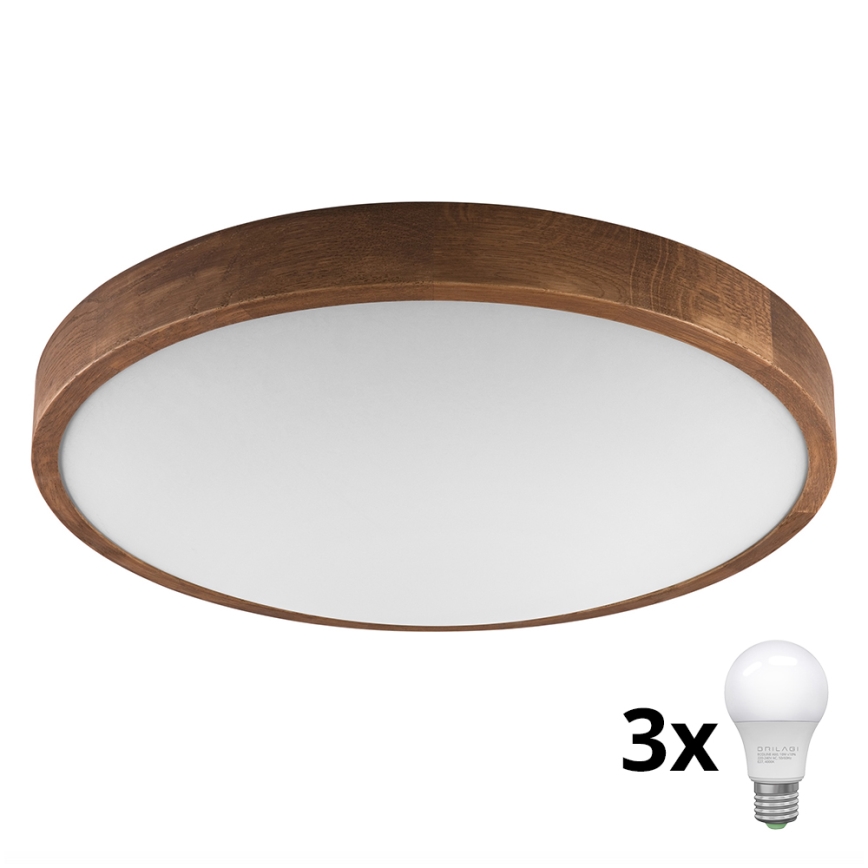 Brilagi - Luminária de Teto LED CARVALHO SLIM 3xE27/60W/230V carvalho cereja Ø 47 cm