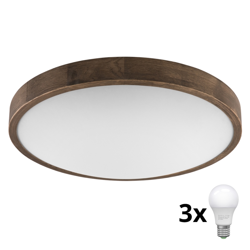 Brilagi - Luminária de Teto LED CARVALHO SLIM 3xE27/60W/230V carvalho nogueira diâmetro 47 cm