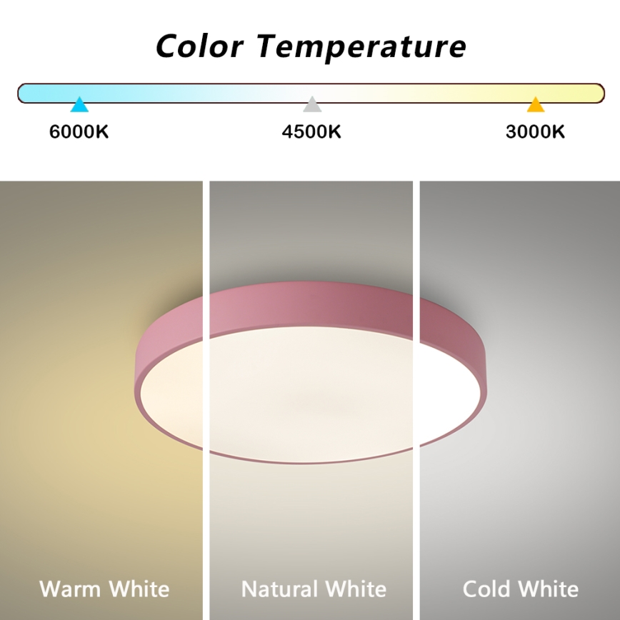 Brilagi - Plafon LED dimerizável POOL LED/36W/230V 3000-6000K Ø 30 cm rosa + controlo remoto