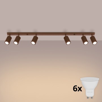 Brilagi - Luminária de teto LED CRESTO 6xGU10/10W/230V castanha