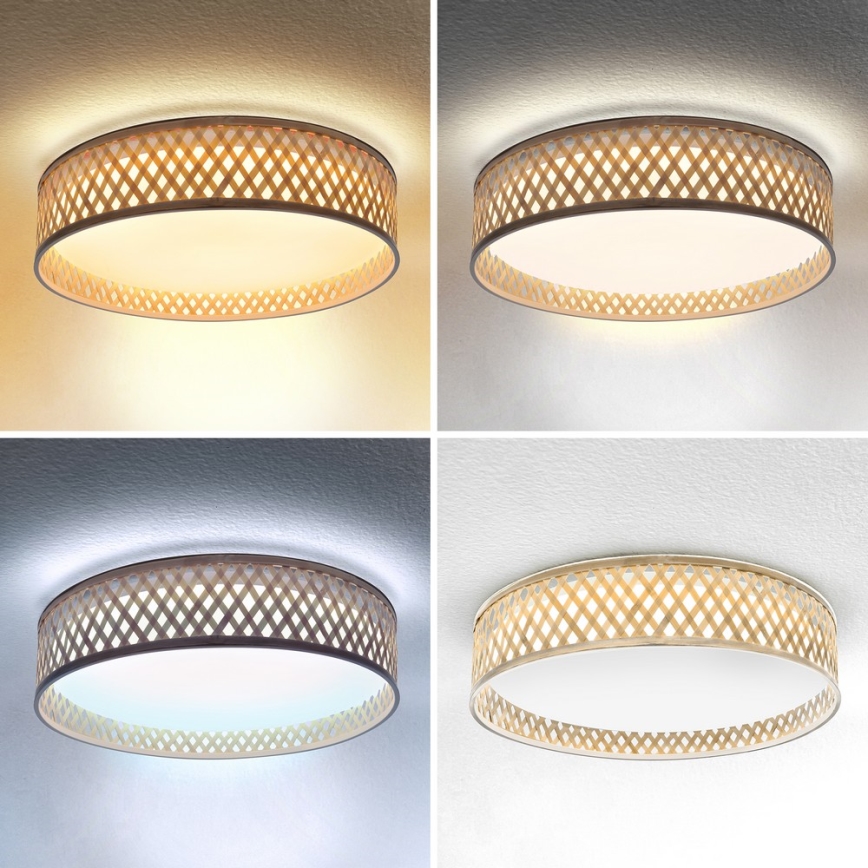 Brilagi - Luminária de teto LED dimmerizável CAMILA LED/48W/230V 3000-6500K bambu Ø 40 cm + comando à distância