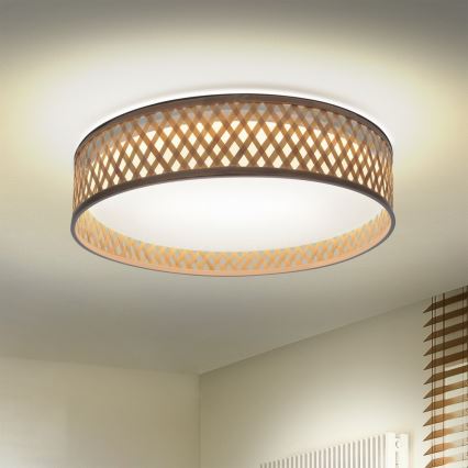 Brilagi - Luminária de teto LED dimmerizável CAMILA LED/48W/230V 3000-6500K bambu Ø 40 cm + comando à distância