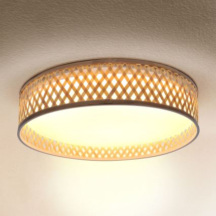 Brilagi - Luminária de teto LED dimmerizável CAMILA LED/48W/230V 3000-6500K bambu Ø 40 cm + comando à distância