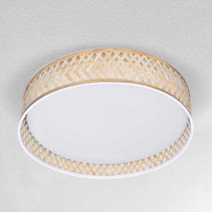 Brilagi - Luminária de teto LED dimmerizável CAMILA LED/48W/230V 3000-6500K bambu Ø 40 cm + comando à distância