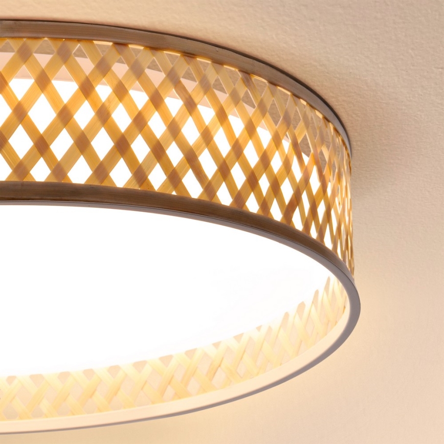 Brilagi - Luminária de teto LED dimmerizável CAMILA LED/48W/230V 3000-6500K bambu Ø 40 cm + comando à distância
