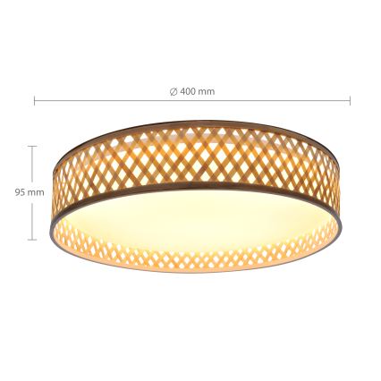 Brilagi - Luminária de teto LED dimmerizável CAMILA LED/48W/230V 3000-6500K bambu Ø 40 cm + comando à distância