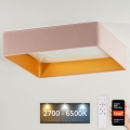 Brilagi - Luminária de teto LED dimável VELVET SQUARE SMART LED/36W/230V 60x60 cm 2700-6500K Wi-Fi Tuya + controlo remoto rosa