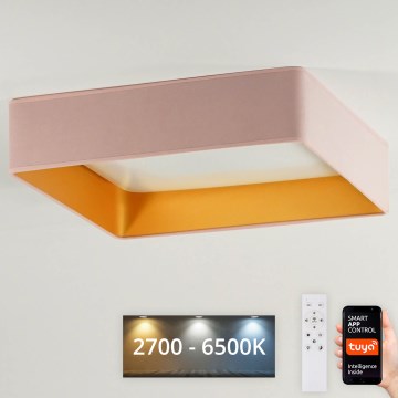Brilagi - Luminária de teto LED dimável VELVET SQUARE SMART LED/36W/230V 60x60 cm 2700-6500K Wi-Fi Tuya + controlo remoto rosa