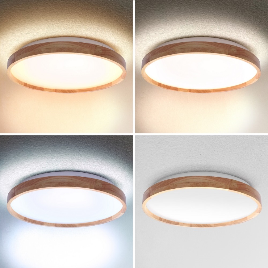 Brilagi - Luminária de teto LED regulável ALSON LED/48W/230V 3000-6500K carvalho Ø 39,5 cm + comando à distância