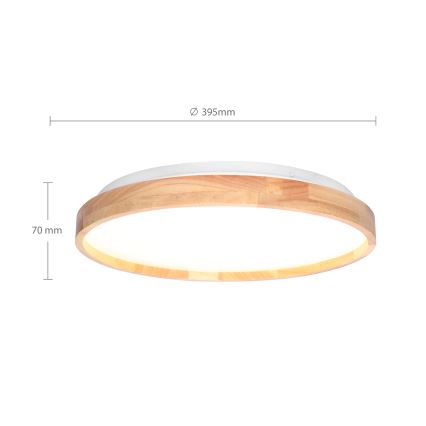 Brilagi - Luminária de teto LED regulável ALSON LED/48W/230V 3000-6500K carvalho Ø 39,5 cm + comando à distância