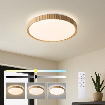 Brilagi - Luminária de teto LED dimerizável CORVO LED/72W/230V 3000-6000K acabamento em madeira Ø 50 cm + controlo remoto