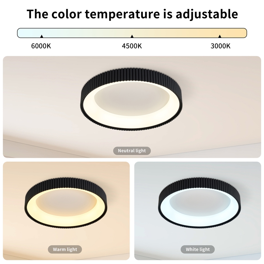 Brilagi - Luminária de teto LED dimerizável FALCON MODERN LED/30W/230V 3000-6500K Ø 40 cm preta + controlo remoto