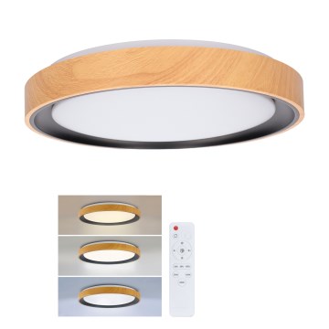 Brilagi - Luminária de teto LED dimerizável FLOCO LED/48W/230V 3000-6500K Ø 40 cm acabamento madeira/preto + comando remoto