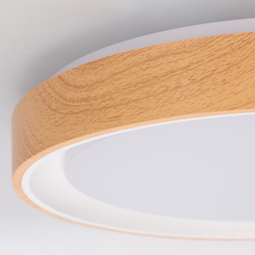 Brilagi - Candeeiro de teto LED dimerizável FLOCO LED/48W/230V Ø 40 cm acabamento em madeira/branco + comando remoto