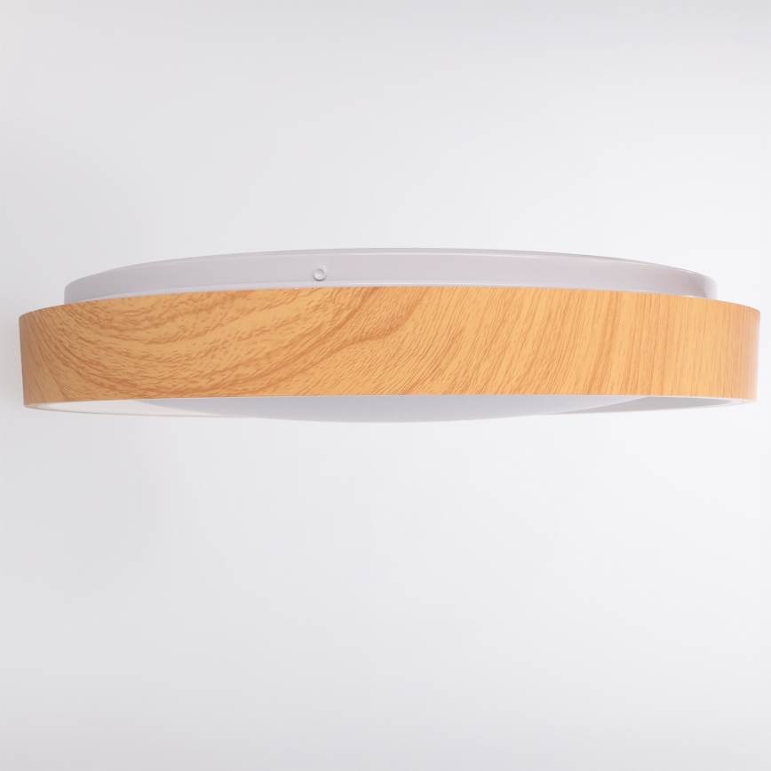 Brilagi - Candeeiro de teto LED dimerizável FLOCO LED/48W/230V Ø 40 cm acabamento em madeira/branco + comando remoto