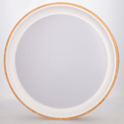 Brilagi - Candeeiro de teto LED dimerizável FLOCO LED/48W/230V Ø 40 cm acabamento em madeira/branco + comando remoto