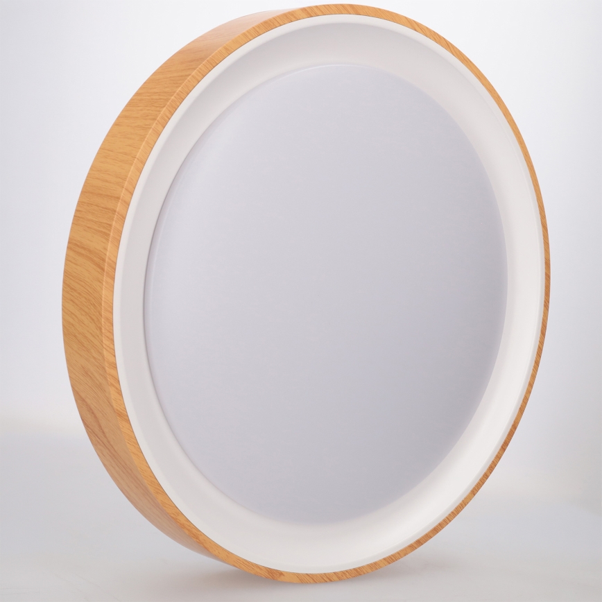 Brilagi - Candeeiro de teto LED dimerizável FLOCO LED/48W/230V Ø 40 cm acabamento em madeira/branco + comando remoto