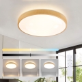 Brilagi - Luminária de teto LED dimerizável GLASS POOL DOUBLE LED/48W/230V 3000-6000K 40 cm acabamento em madeira + controlo remoto