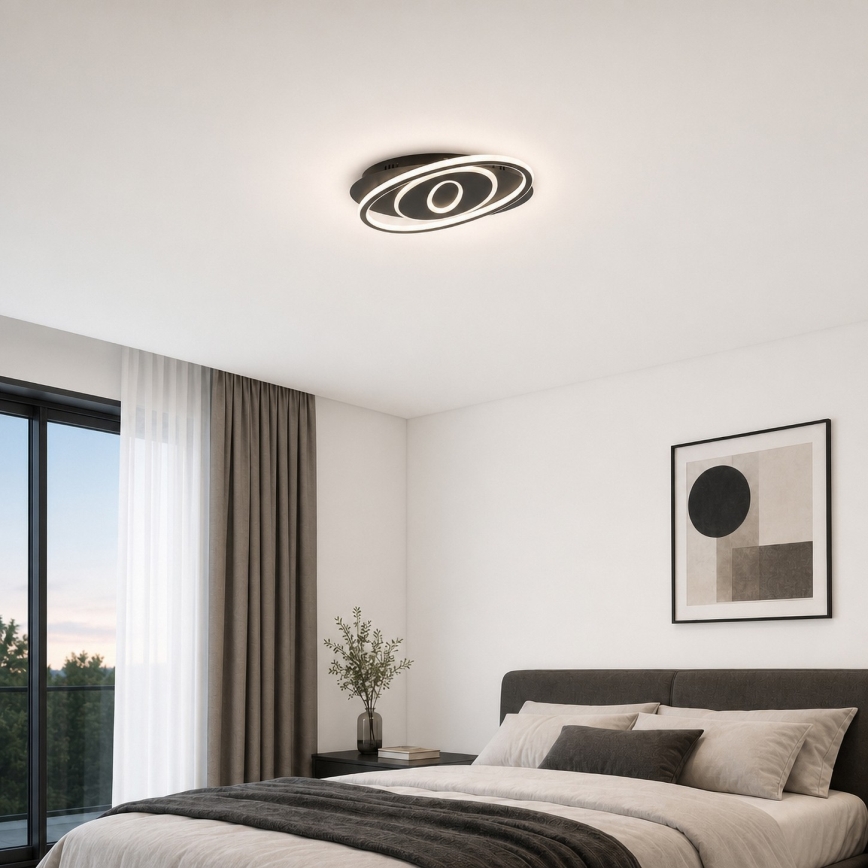 Brilagi - Candeeiro de teto LED dimerizável IRIS LED/78W/230V 3000-6000K 37x49 cm preto + comando remoto