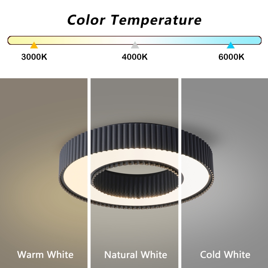 Brilagi - Candeeiro de Teto LED Regulável LUMIX LED/48W/230V 3000-6000K preto, diâmetro 50 cm + comando remoto