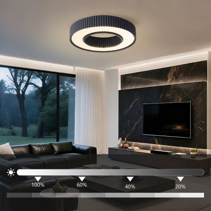 Brilagi - Candeeiro de Teto LED Regulável LUMIX LED/48W/230V 3000-6000K preto, diâmetro 50 cm + comando remoto