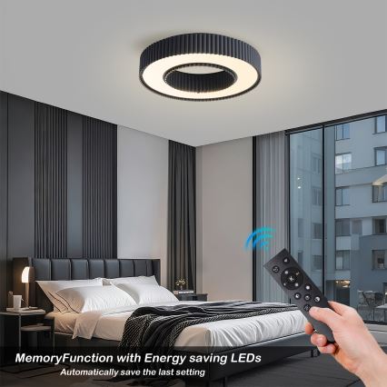 Brilagi - Candeeiro de Teto LED Regulável LUMIX LED/48W/230V 3000-6000K preto, diâmetro 50 cm + comando remoto