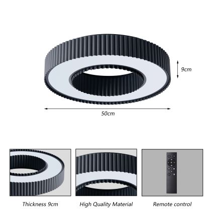 Brilagi - Candeeiro de Teto LED Regulável LUMIX LED/48W/230V 3000-6000K preto, diâmetro 50 cm + comando remoto