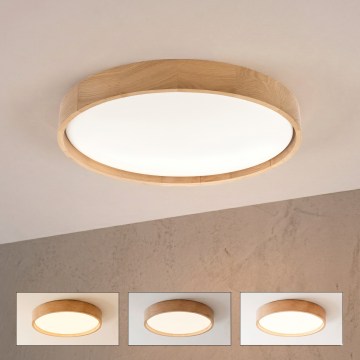 Brilagi - Luminária de teto LED dimerizável MANAROLA SMART LED/36W/230V 3000–6000K Wi‑Fi Tuya Beacon Ø 51 cm, acabamento carvalho + comando remoto