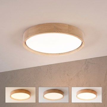 Brilagi - Luminária de teto LED dimerizável MANAROLA SMART STARS LED/24W/230V 3000–6000K Wi-Fi Tuya Beacon Ø 41 cm Carvalho + controlo remoto