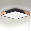 Brilagi - Luminária de teto LED dimerizável PILANA LED/60W/230V 3000-6500K carvalho/preto 56x56 cm + controlo remoto