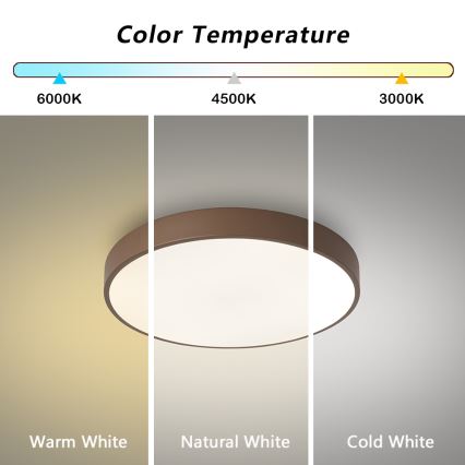 Brilagi - Candeeiro de teto LED regulável POOL LED/48W/230V 3000-6000K Ø 40 cm castanho + controlo remoto