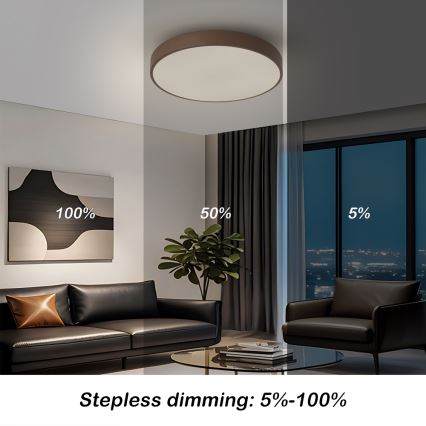 Brilagi - Candeeiro de teto LED regulável POOL LED/48W/230V 3000-6000K Ø 40 cm castanho + controlo remoto