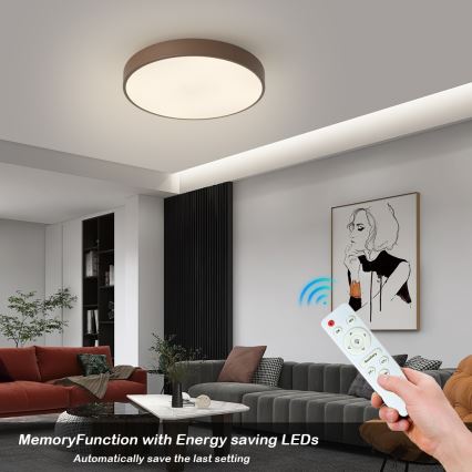 Brilagi - Candeeiro de teto LED regulável POOL LED/48W/230V 3000-6000K Ø 40 cm castanho + controlo remoto