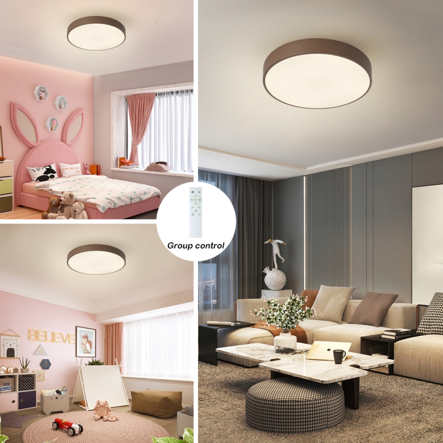 Brilagi - Candeeiro de teto LED regulável POOL LED/48W/230V 3000-6000K Ø 40 cm castanho + controlo remoto
