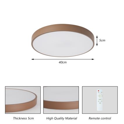 Brilagi - Candeeiro de teto LED regulável POOL LED/48W/230V 3000-6000K Ø 40 cm castanho + controlo remoto