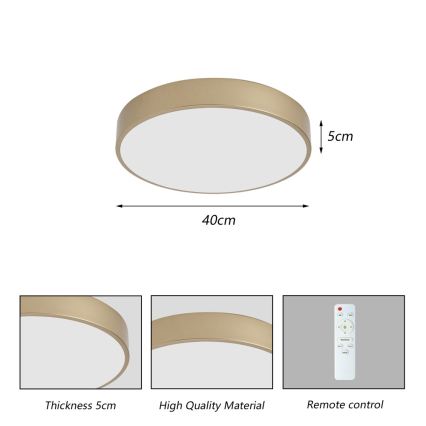 BRILAGI - Plafon LED dimerizável POOL LED/48W/230V 3000-6000K Ø 40 cm dourado + controlo remoto