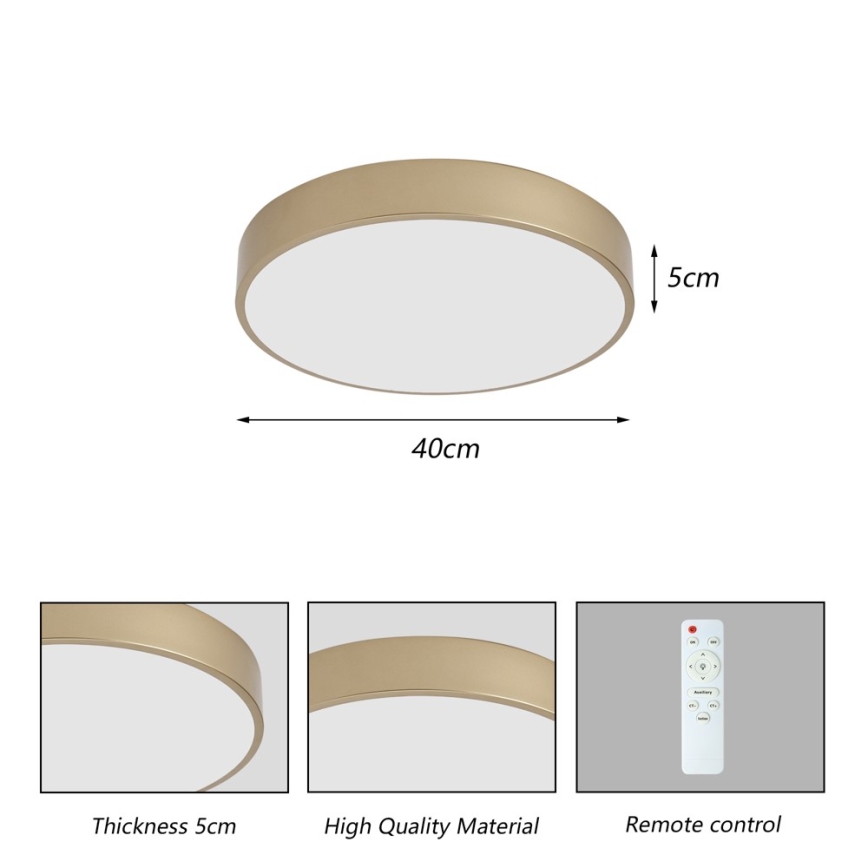 BRILAGI - Plafon LED dimerizável POOL LED/48W/230V 3000-6000K Ø 40 cm dourado + controlo remoto