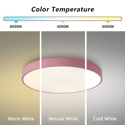 Brilagi - Candeeiro de teto LED regulável POOL LED/60W/230V 3000-6000K Ø 50 cm rosa + comando remoto