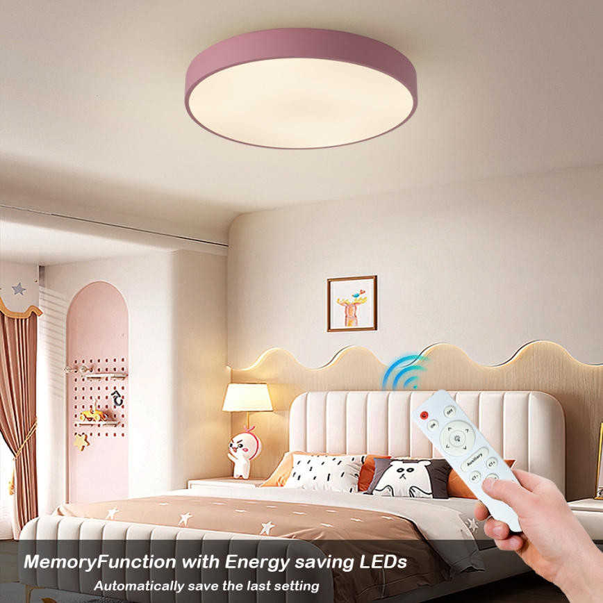 Brilagi - Candeeiro de teto LED regulável POOL LED/60W/230V 3000-6000K Ø 50 cm rosa + comando remoto