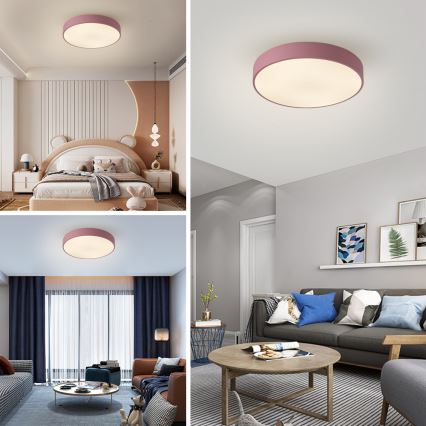 Brilagi - Candeeiro de teto LED regulável POOL LED/60W/230V 3000-6000K Ø 50 cm rosa + comando remoto