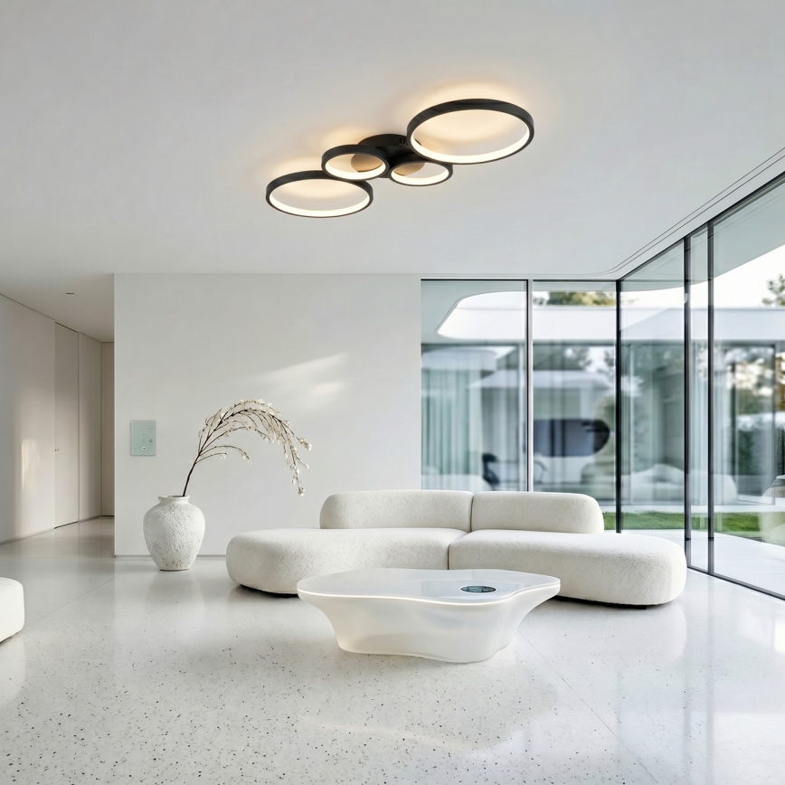 Brilagi - Luminária de teto LED regulável RINGO LED/34W/230V 3000-6000K 28x78 cm preta + comando remoto
