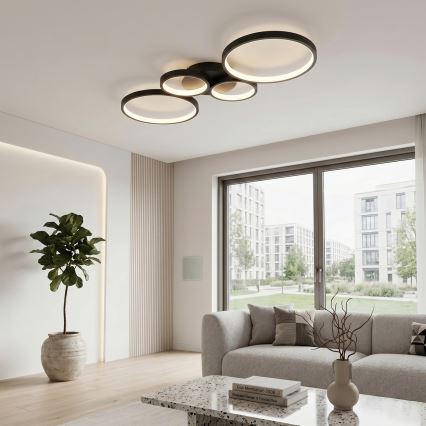 Brilagi - Luminária de teto LED regulável RINGO LED/34W/230V 3000-6000K 28x78 cm preta + comando remoto