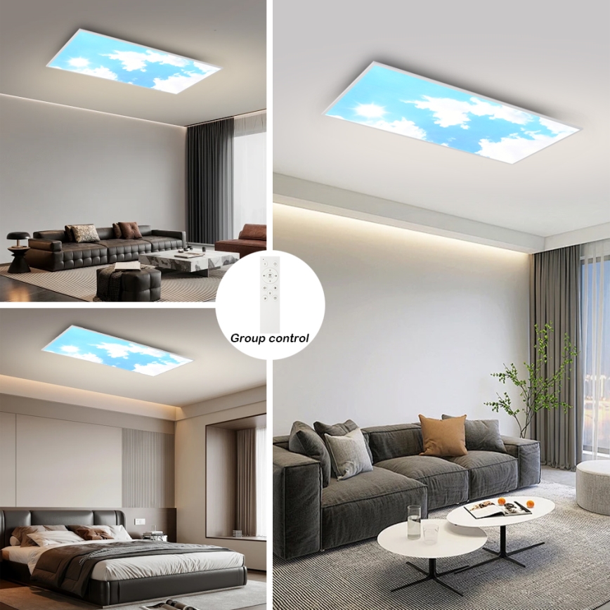 Brilagi - Candeeiro de teto LED regulável SLIMFRAME SKY LED/80W/230V 120x60 cm 3000-6000K prateado/azul + controlo remoto