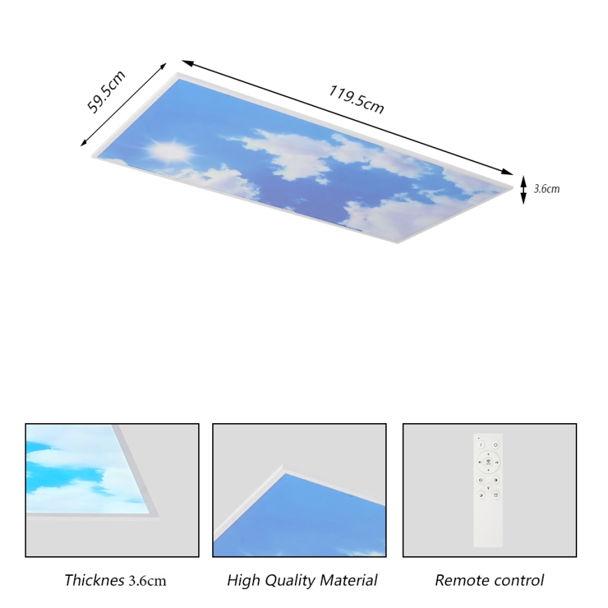 Brilagi - Candeeiro de teto LED regulável SLIMFRAME SKY LED/80W/230V 120x60 cm 3000-6000K prateado/azul + controlo remoto