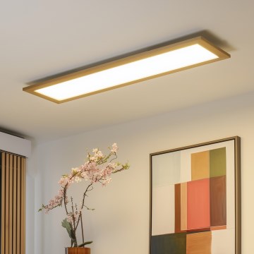 Brilagi - Luminária de teto LED dimerizável SLIMFRAME WOOD LED/58W/230V 124x34 cm 3000-6000K castanha + comando remoto