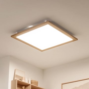 Brilagi - Luminária de teto LED dimerizável SLIMFRAME WOOD LED/58W/230V 64x64 cm 3000–6000K castanha + controlo remoto
