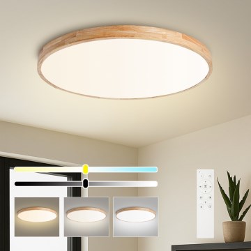 Brilagi - Luminária de teto LED dimerizável WOODLINE LED/100W/230V 3000-6000K carvalho Ø 80 cm + comando à distância